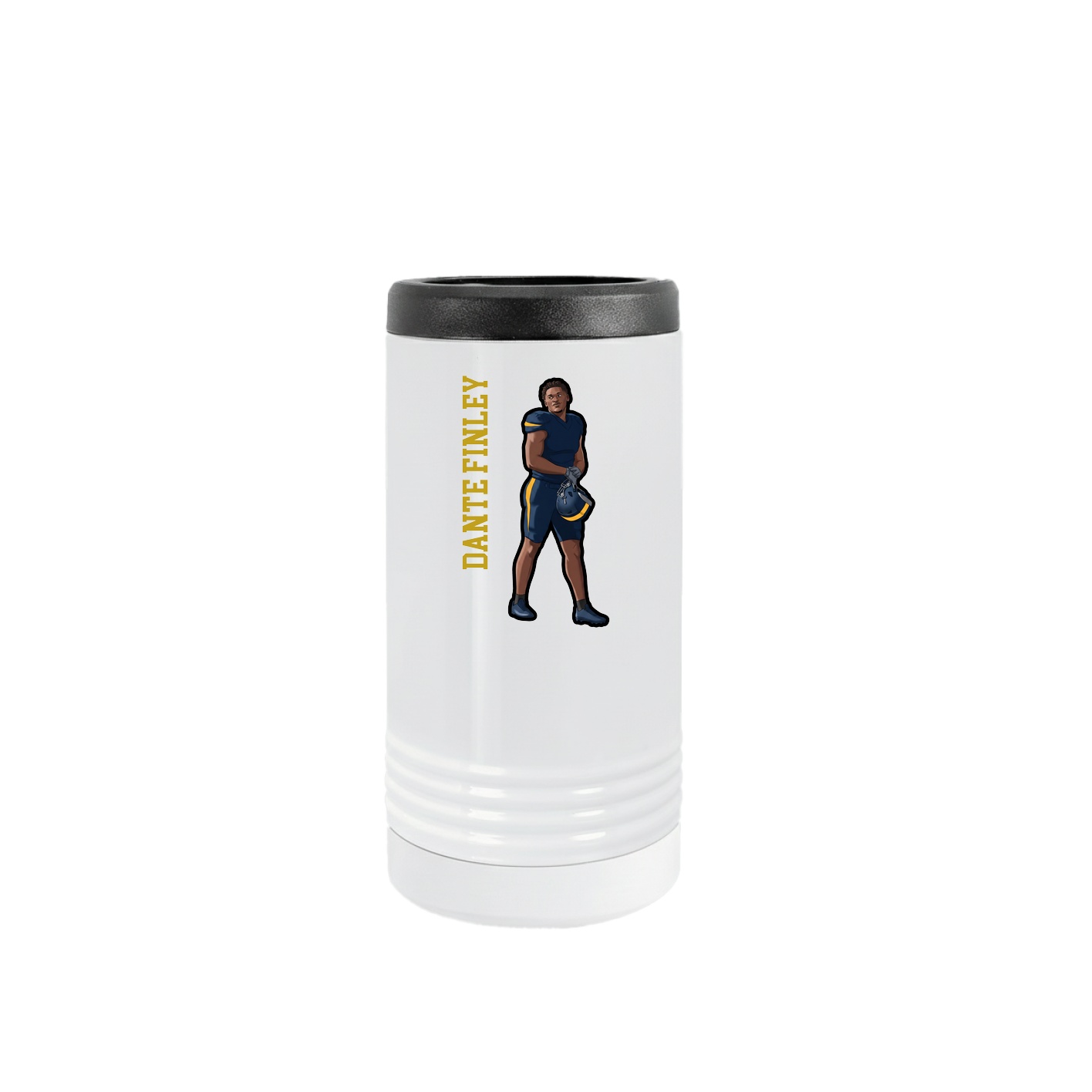 Slim Beverage Holder — Name Vertical in White