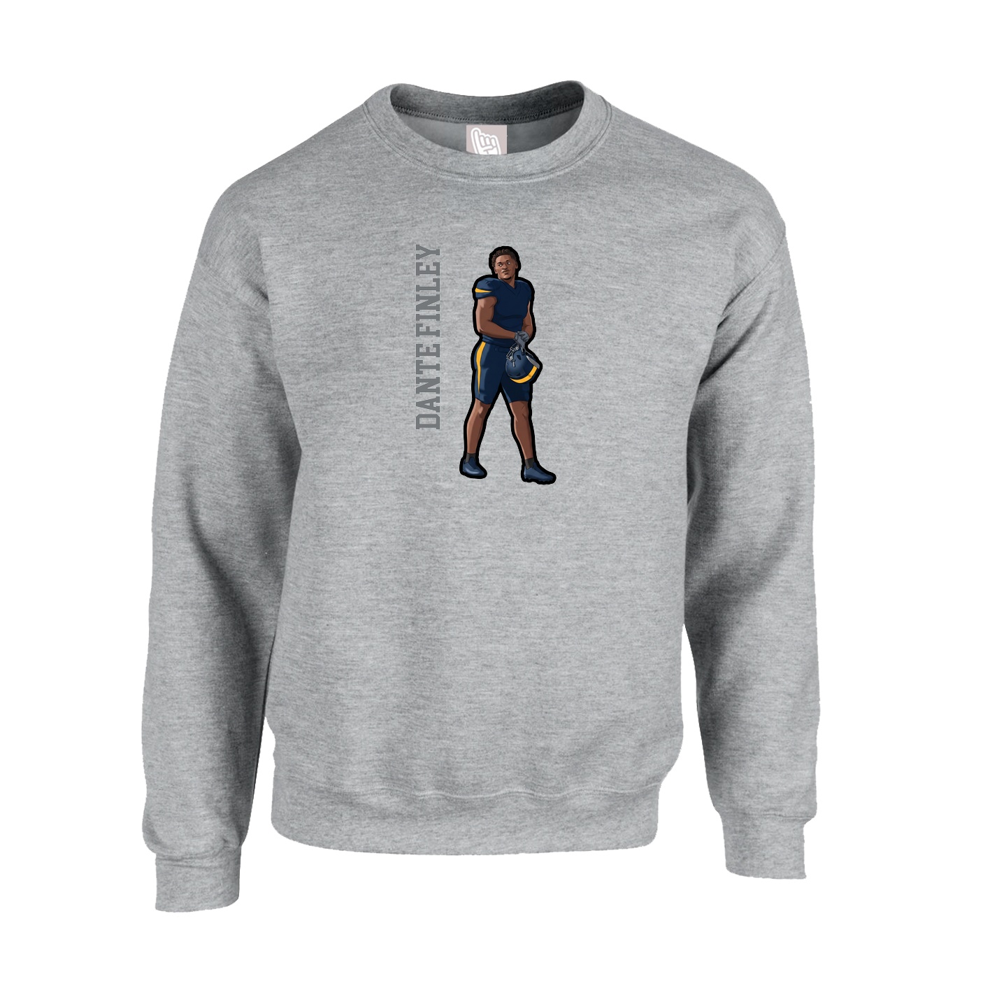 Fleece Crew — Name Vertical in Grey