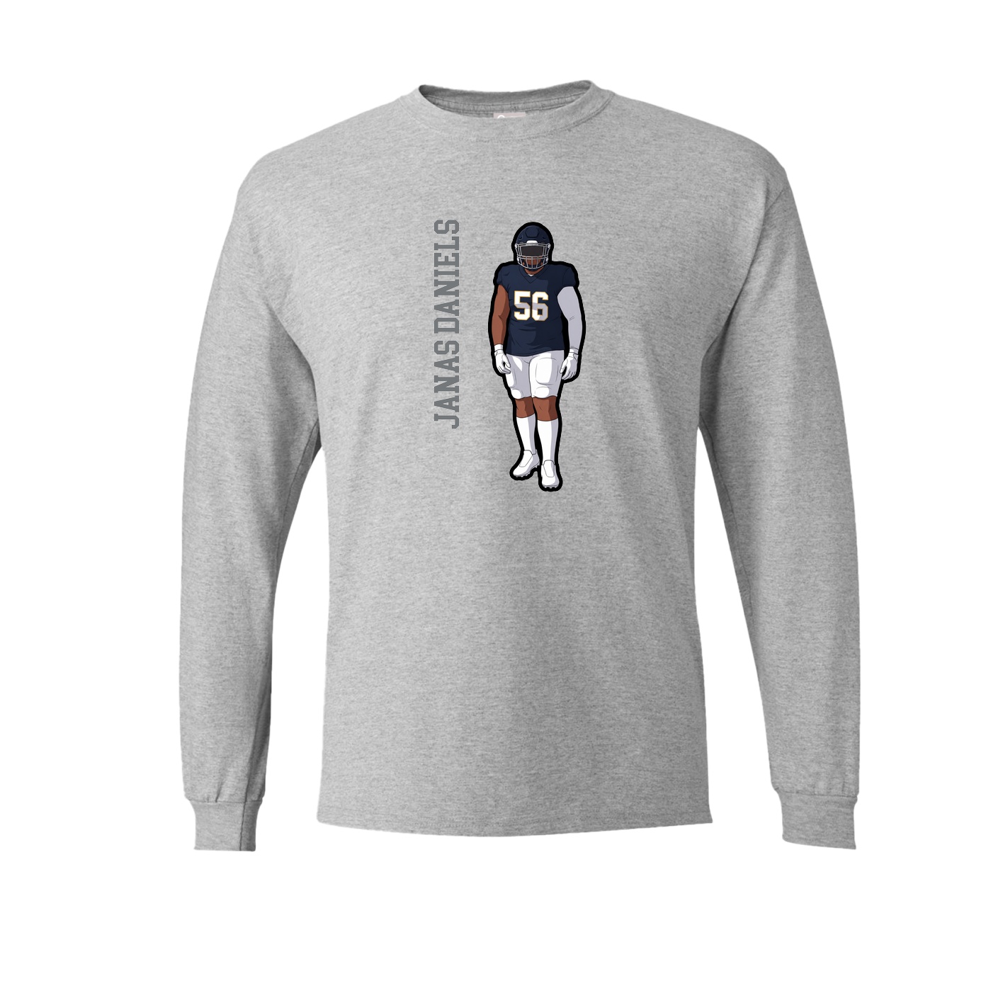 Long Sleeve Tee — Name Vertical in Grey