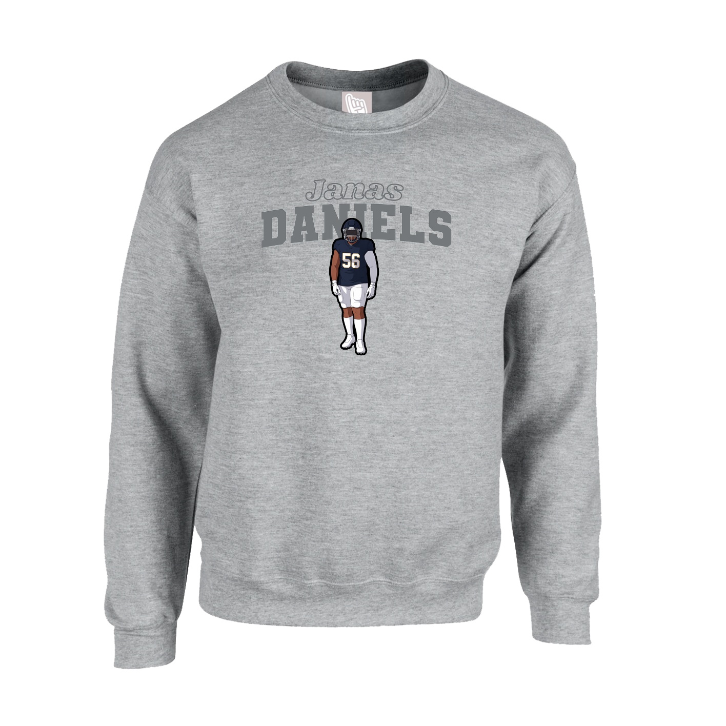 Fleece Crew — Name Arch in Grey