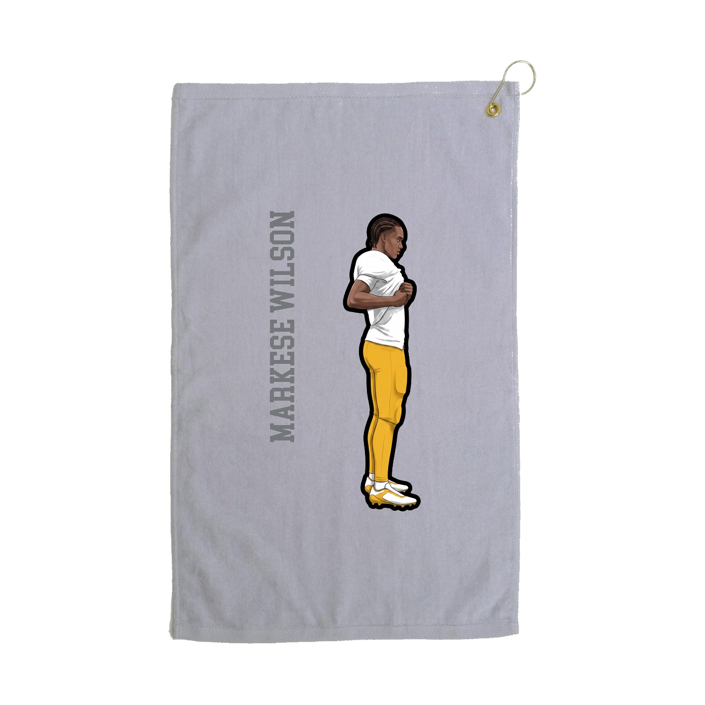 Golf Towel — Name Vertical in Grey