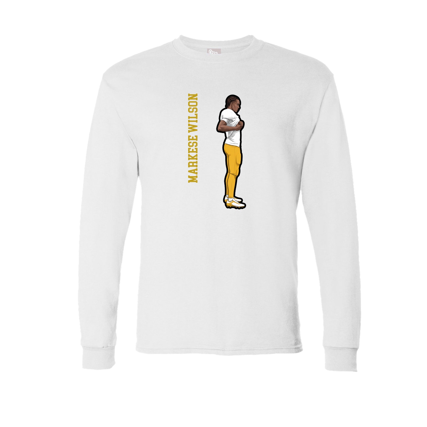 Long Sleeve Tee — Name Vertical in White