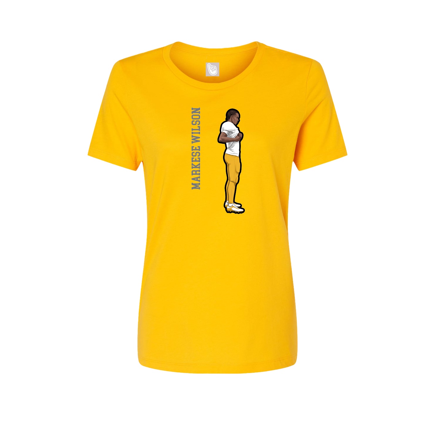 Fitted Women's Tee — Name Vertical in Gold
