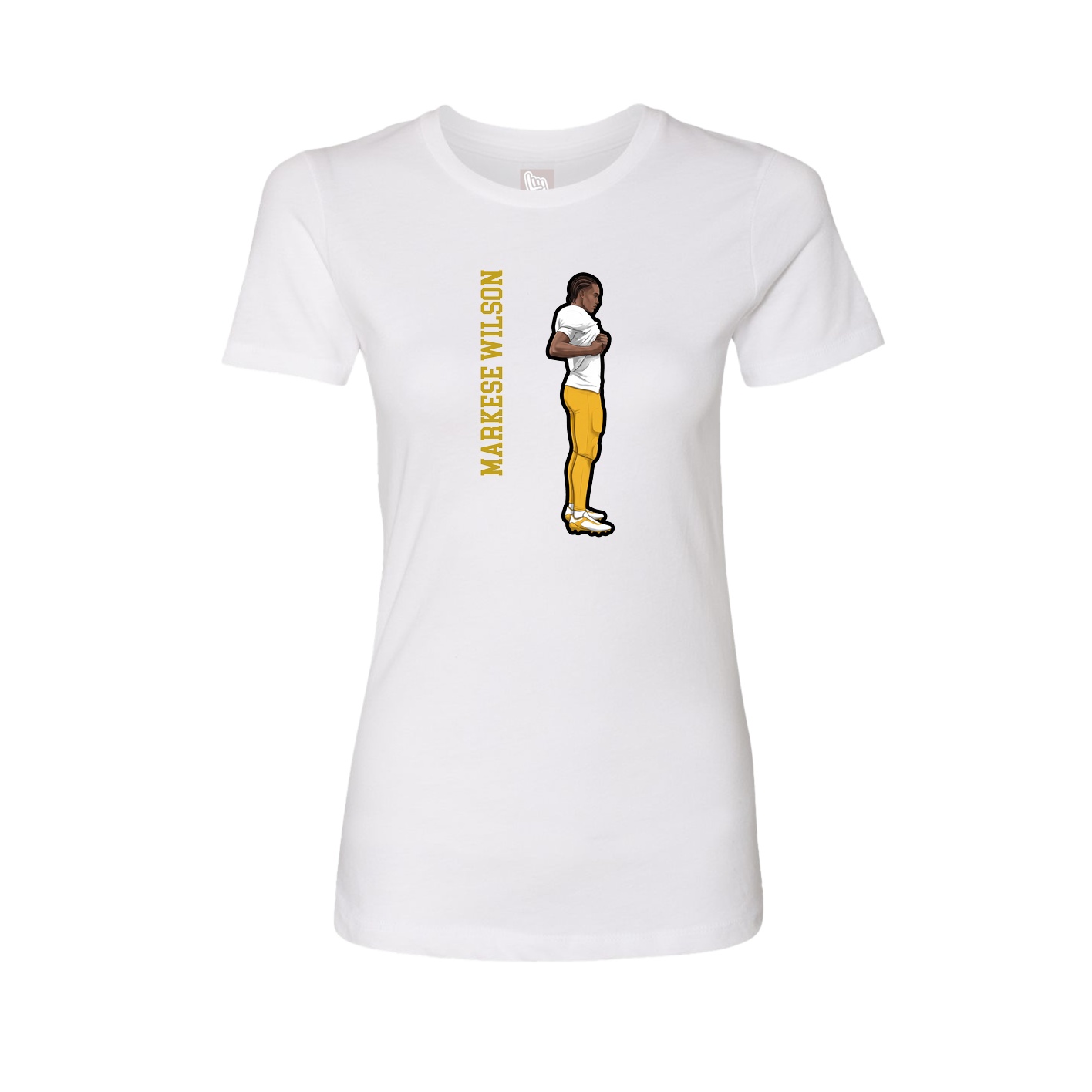Fitted Women's Tee — Name Vertical in White