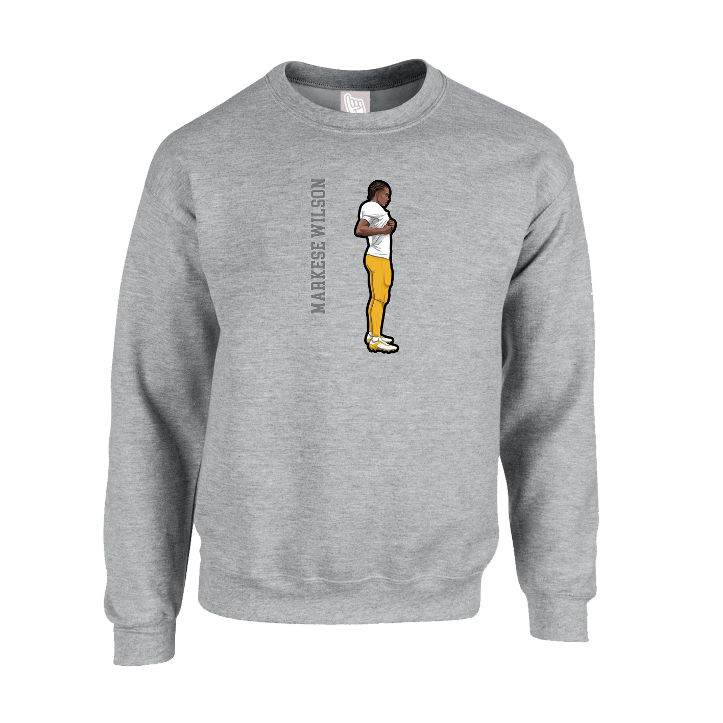 Fleece Crew — Name Vertical in Grey