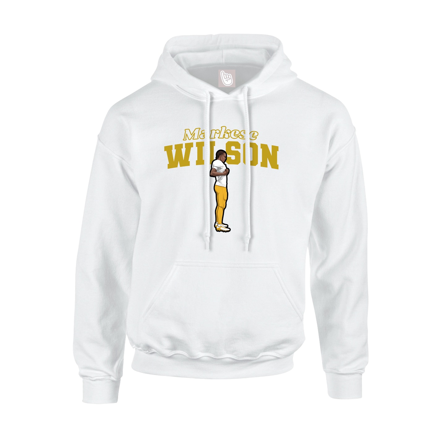 Youth Hoodie — Name Arch in White