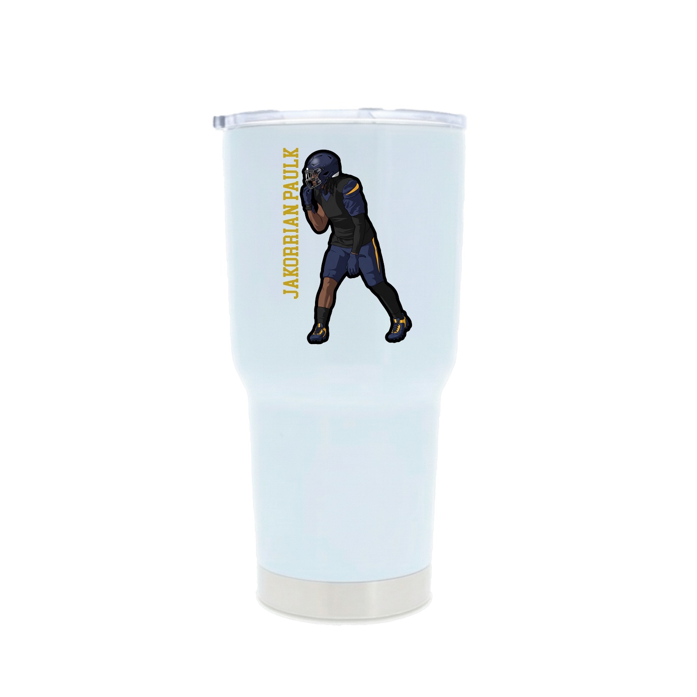 30oz Stainless Steel Tumbler — Name Vertical in White