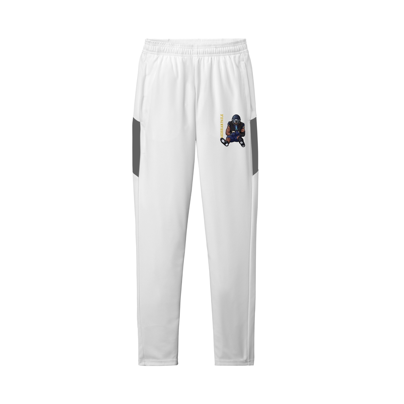 Team Travel Pant — Name Vertical in White/Grey
