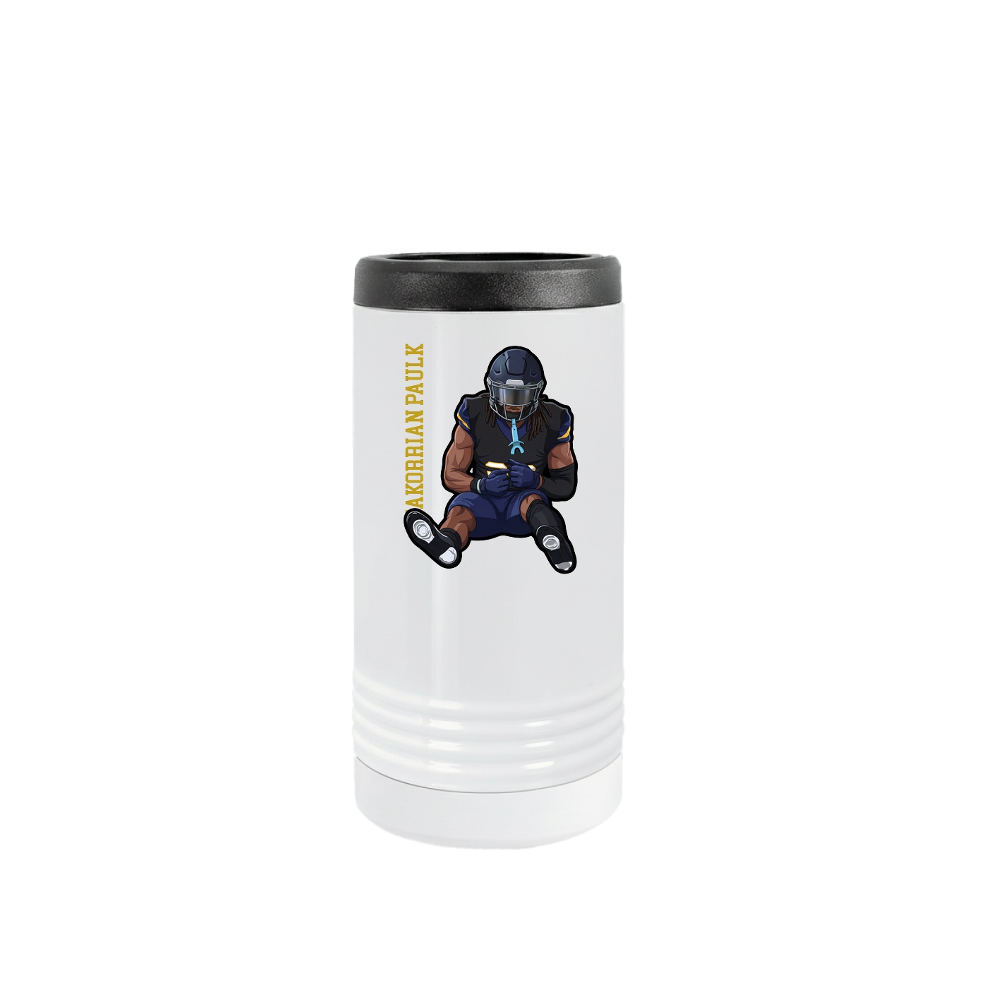 Slim Beverage Holder — Name Vertical in White