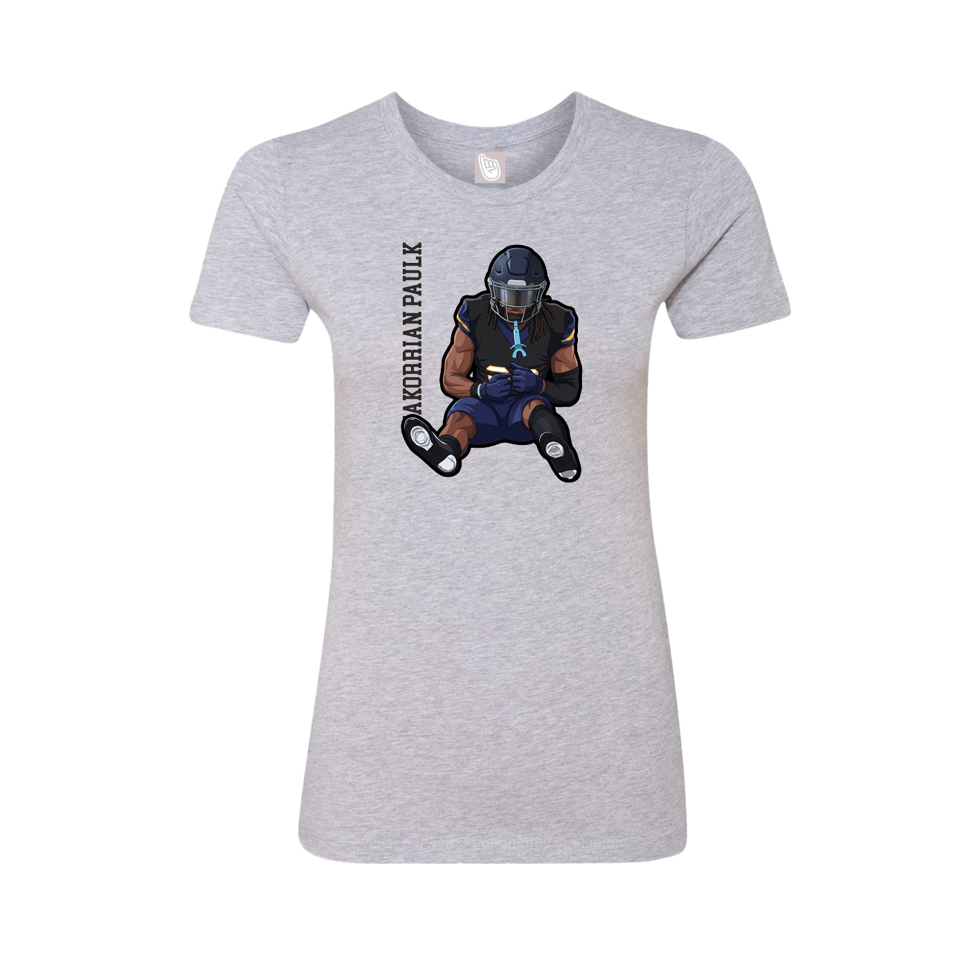 Womens Tee — Name Vertical in Grey