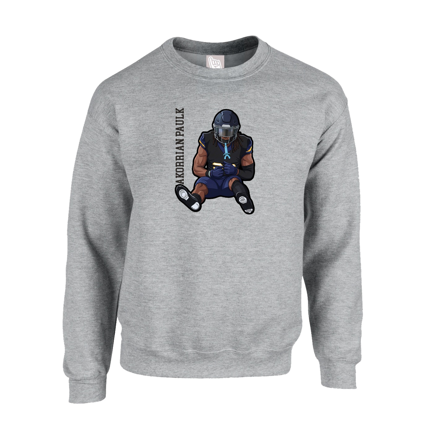 Fleece Crew — Name Vertical in Grey