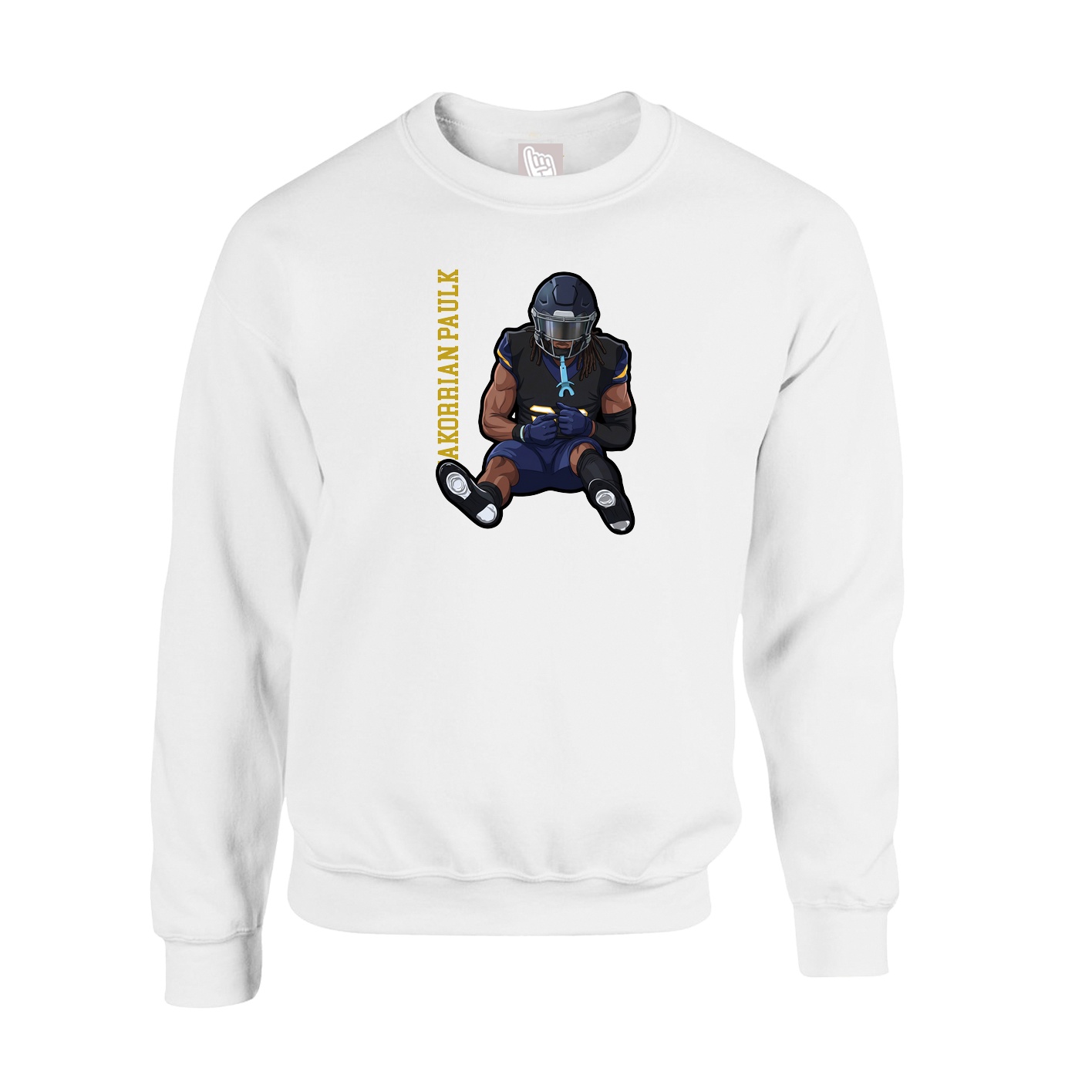Fleece Crew — Name Vertical in White