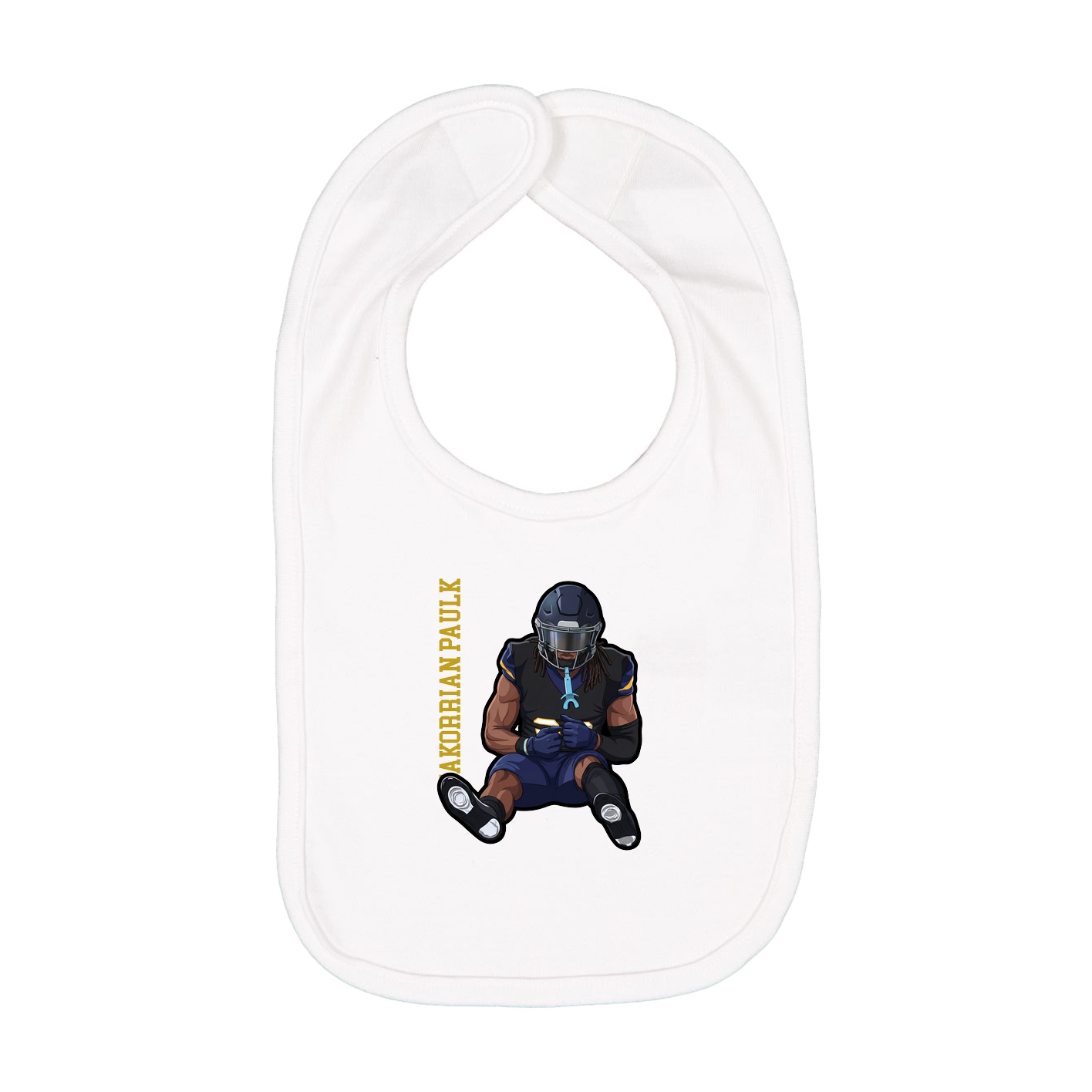 Infant Bib — Name Vertical in White