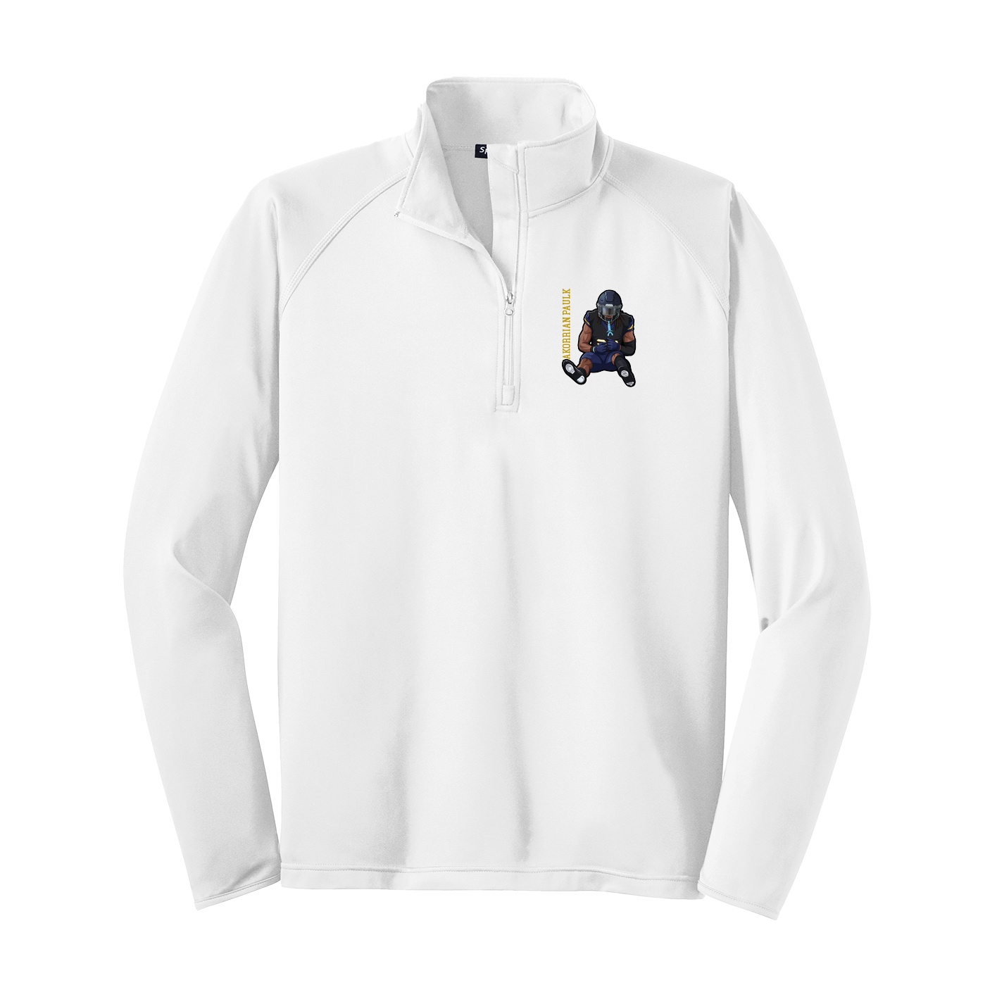 Q-Zip Pullover — Name Vertical in White