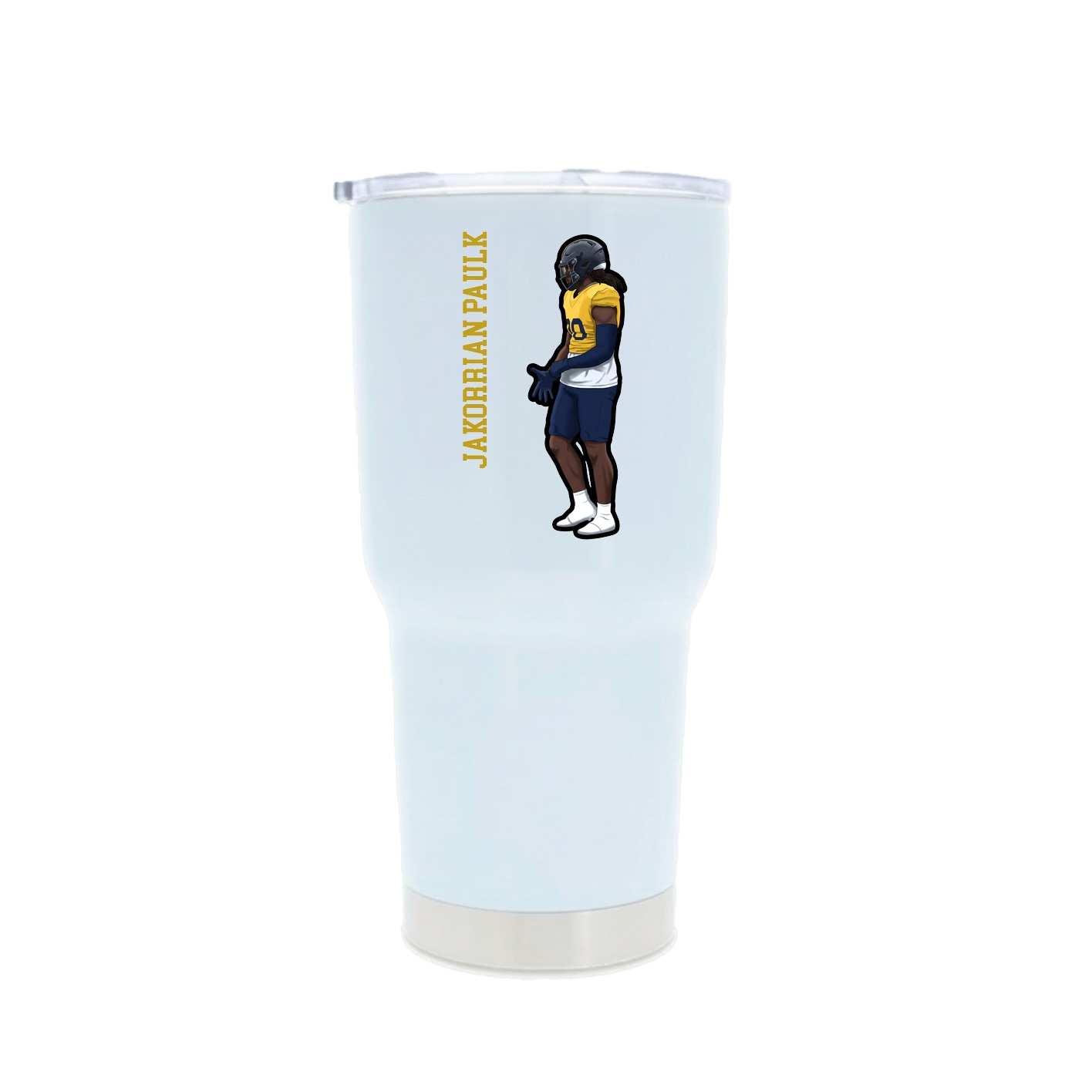 30oz Stainless Steel Tumbler — Name Vertical in White
