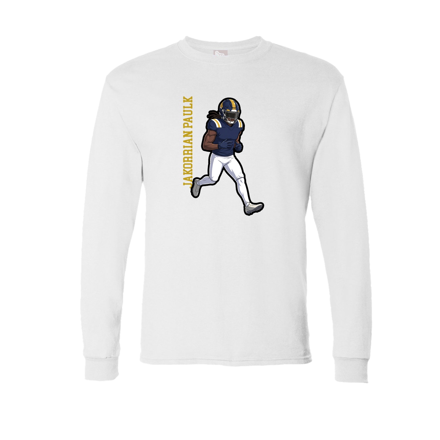 Long Sleeve Tee — Name Vertical in White
