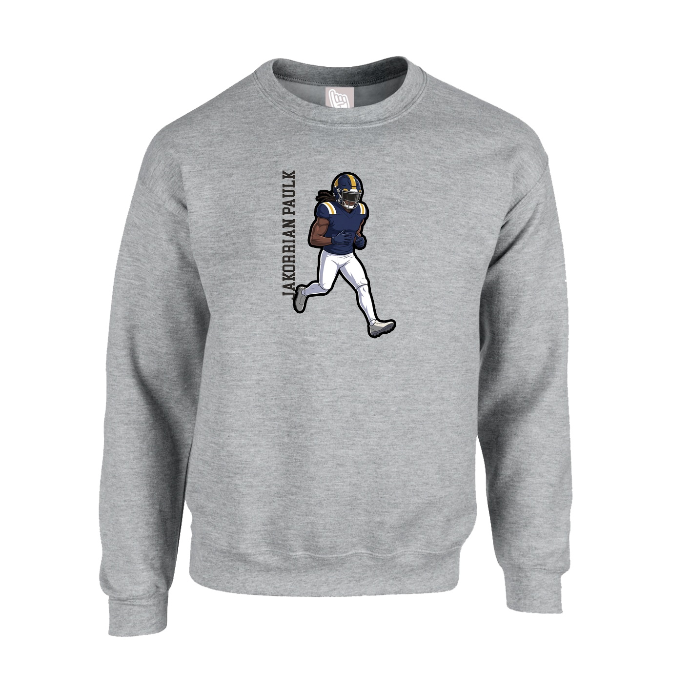 Fleece Crew — Name Vertical in Grey
