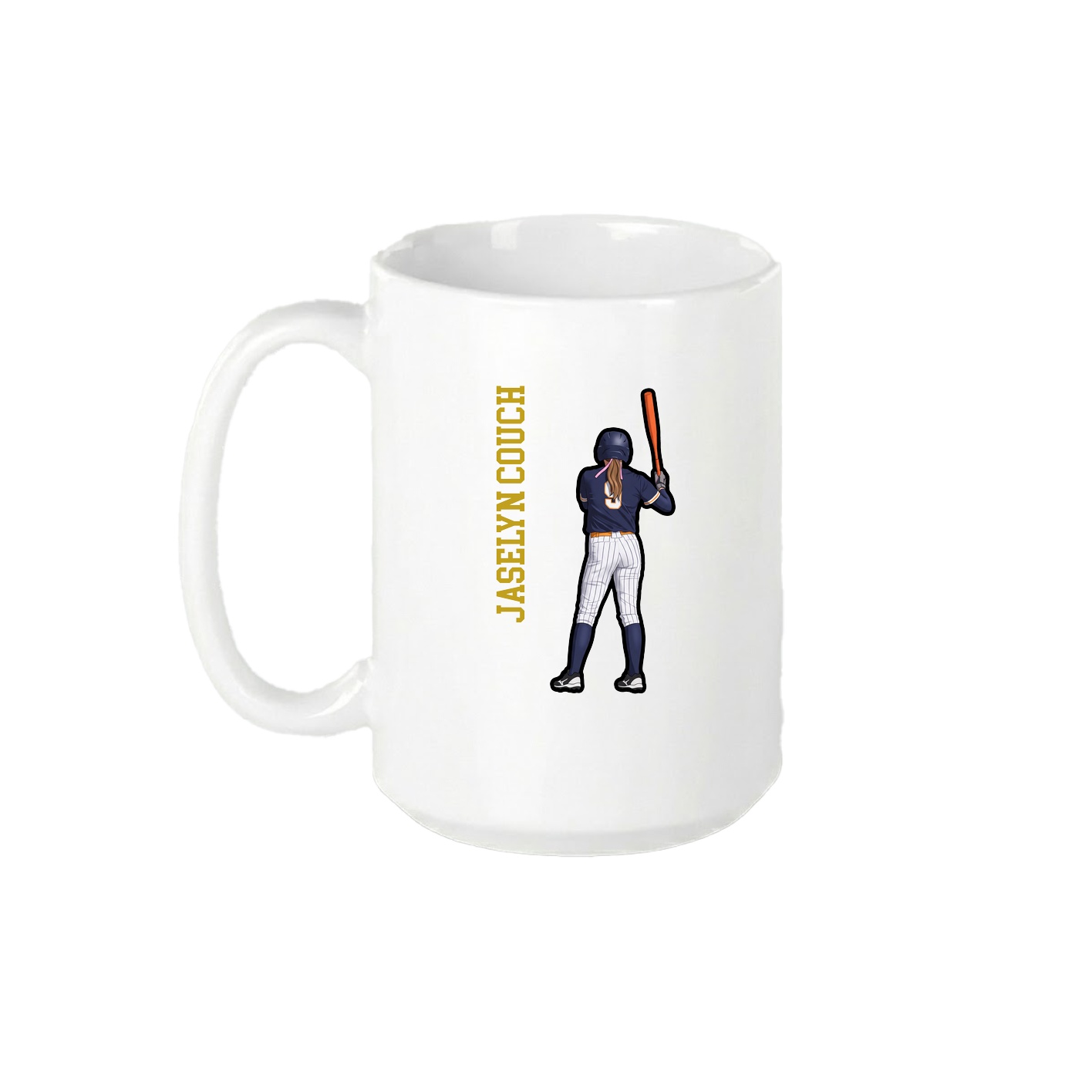 15oz Coffee Mug — Name Vertical in White