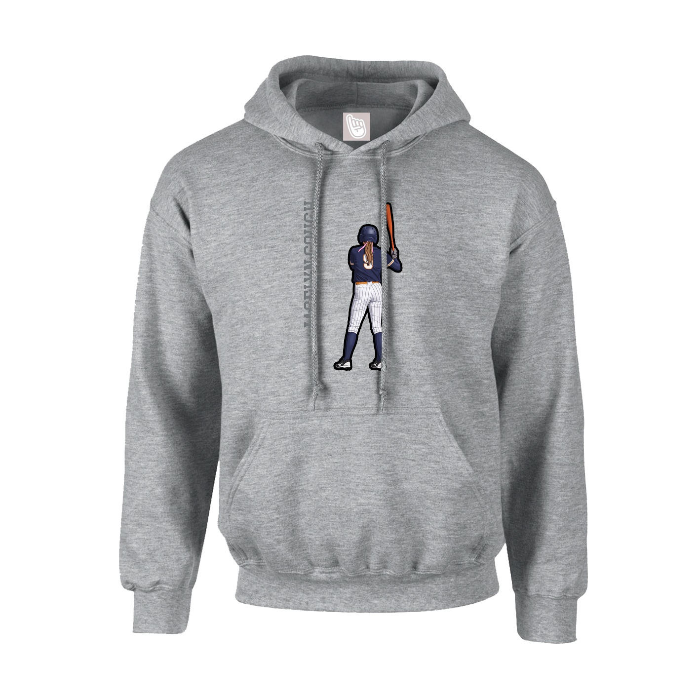 Youth Hoodie — Name Vertical in Grey