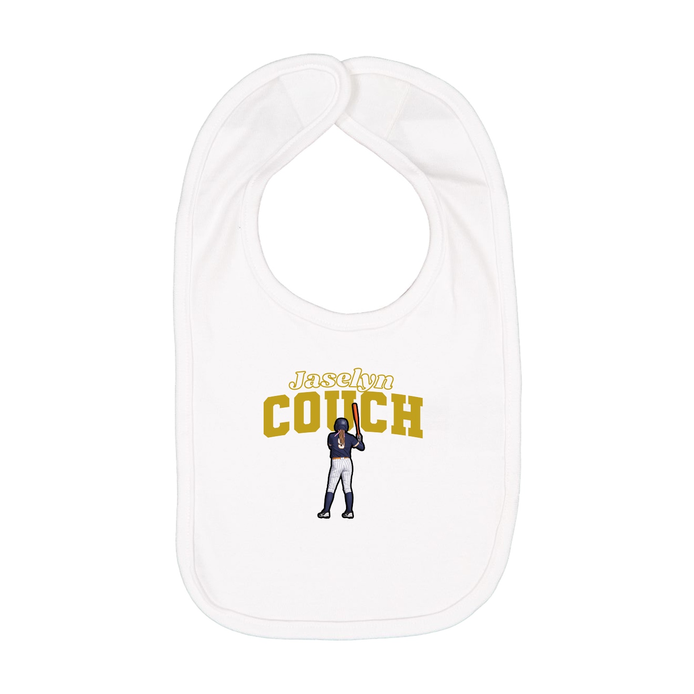 Infant Bib — Name Arch in White