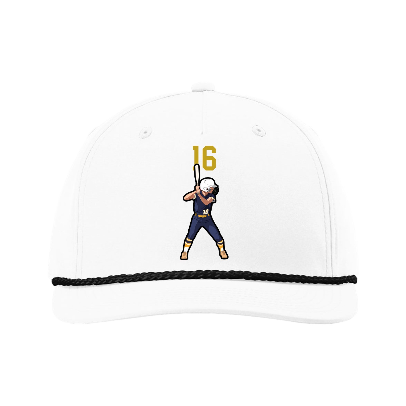 Five-Panel Classic Rope Cap — Number Top in White