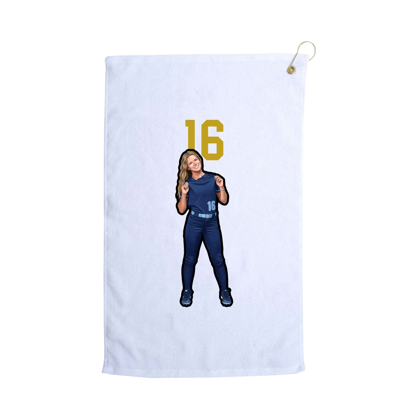 Golf Towel — Number Top in White