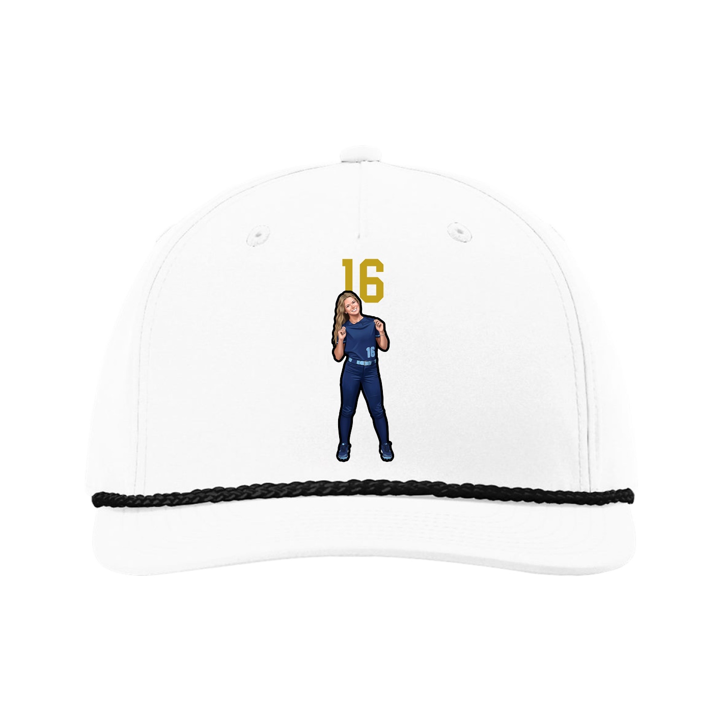 Five-Panel Classic Rope Cap — Number Top in White