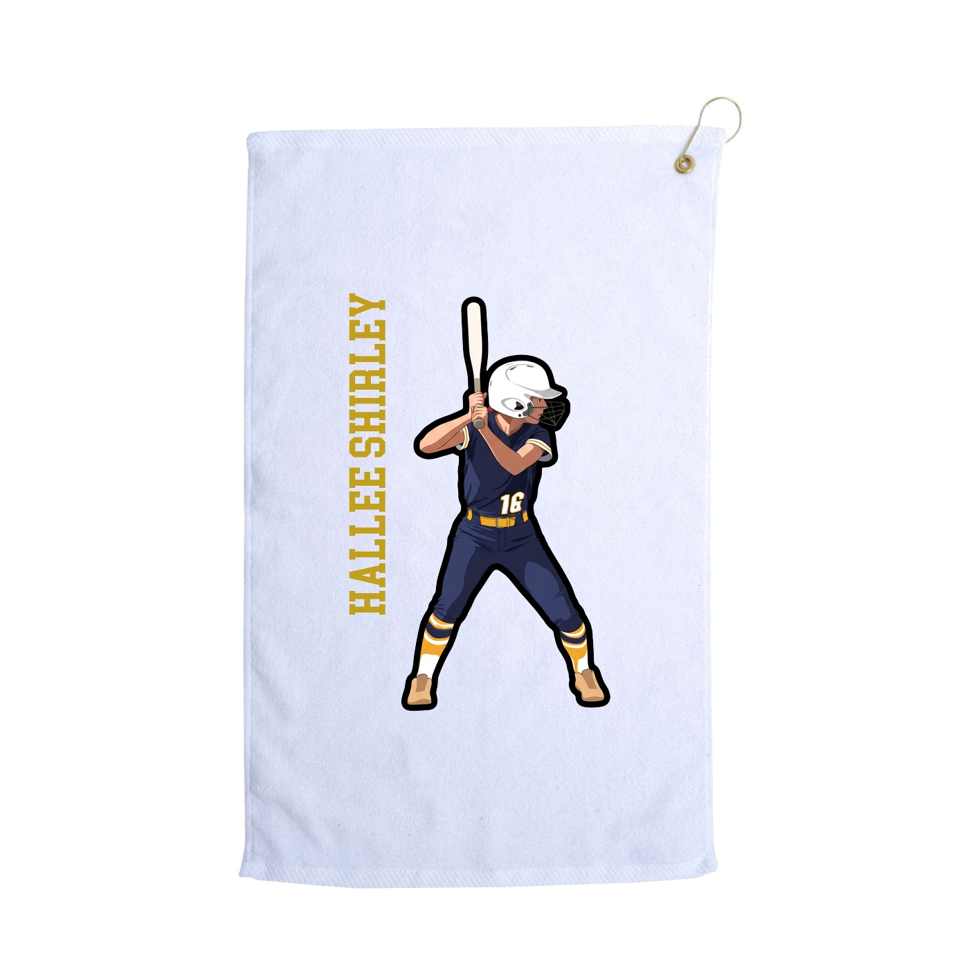 Golf Towel — Name Vertical in White