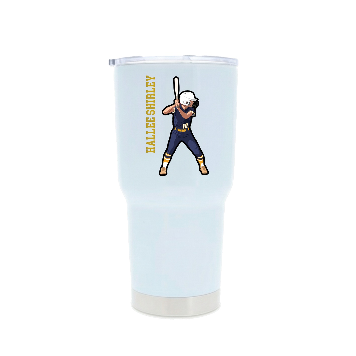 30oz Stainless Steel Tumbler — Name Vertical in White