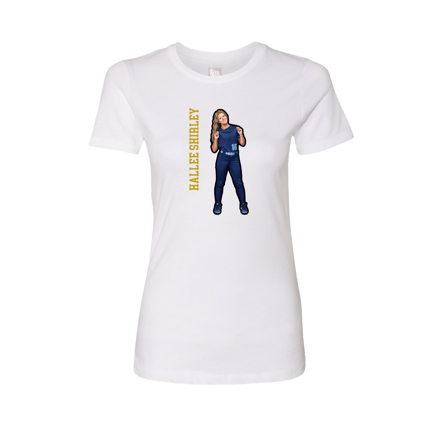 Fitted Women's Tee — Name Vertical in White