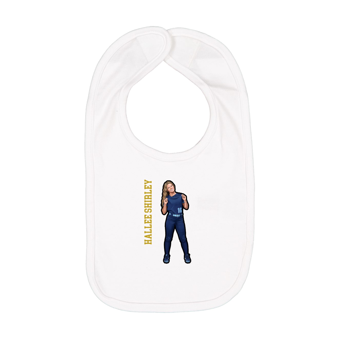 Infant Bib — Name Vertical in White