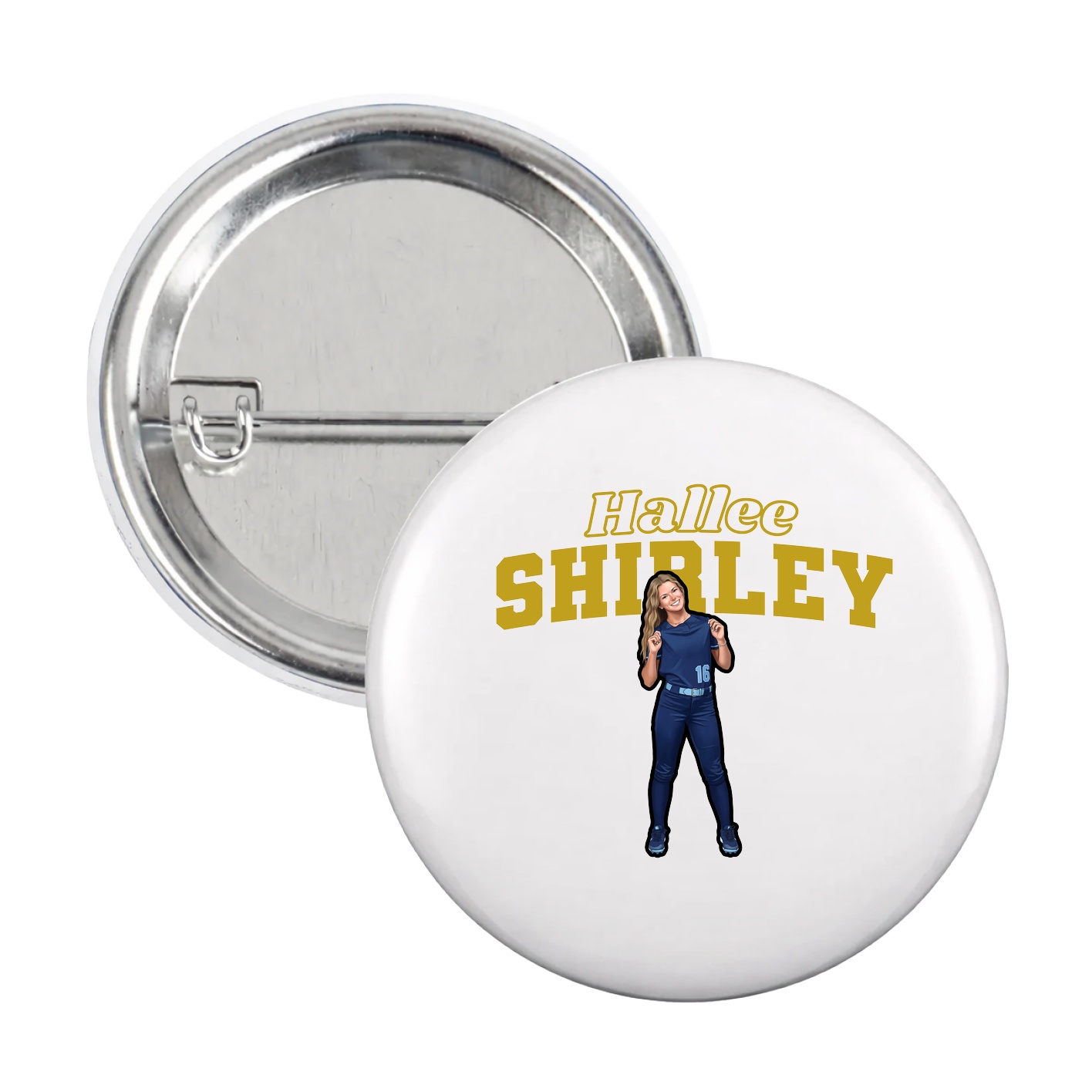 Game Day Button — Name Arch in White