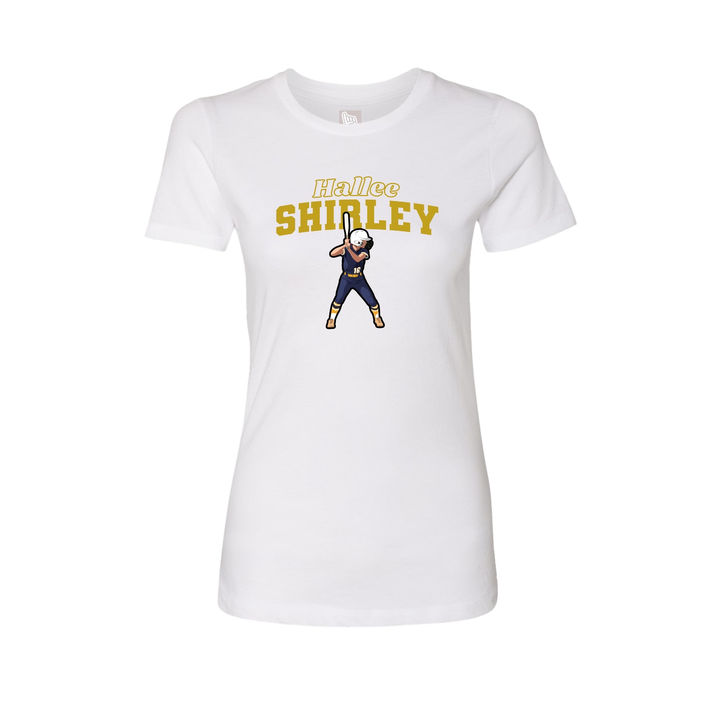 Fitted Women's Tee — Name Arch in White