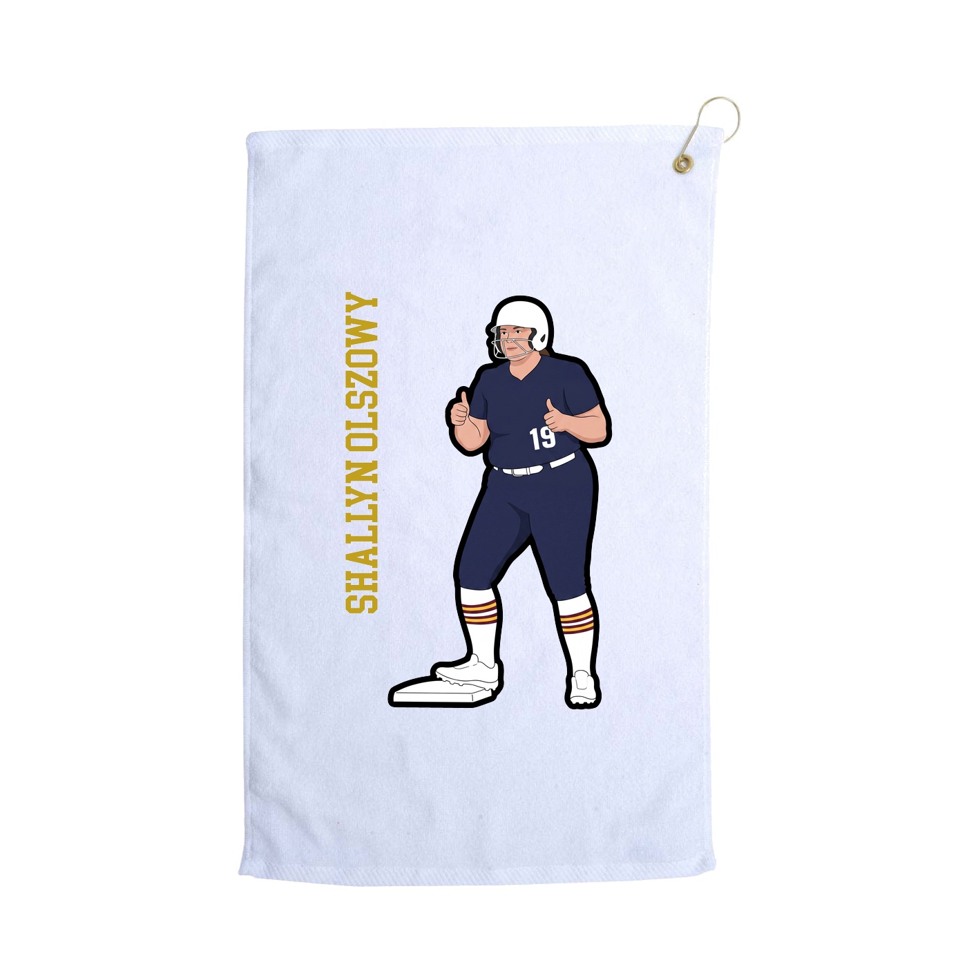 Golf Towel — Name Vertical in White