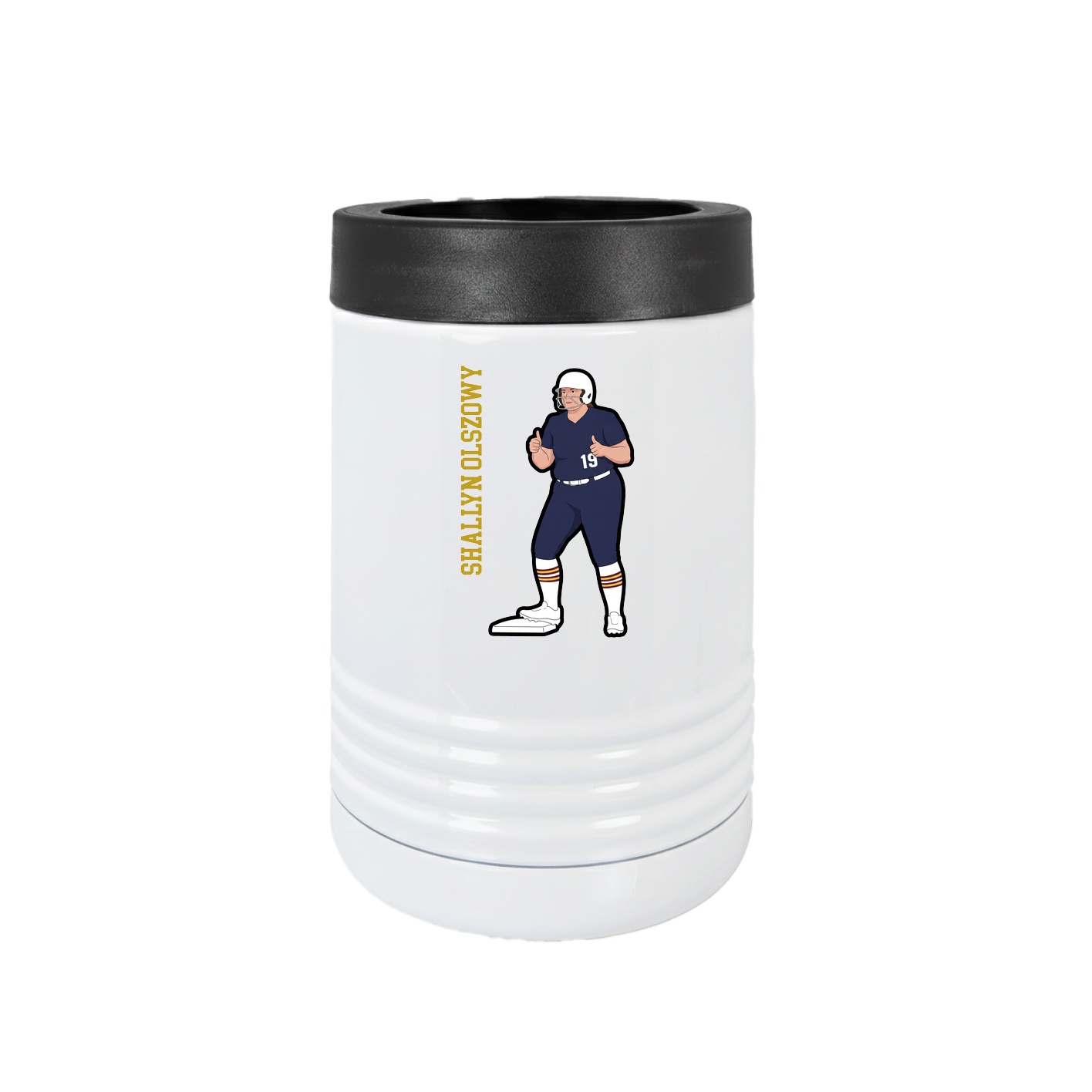 Beverage Holder — Name Vertical in White