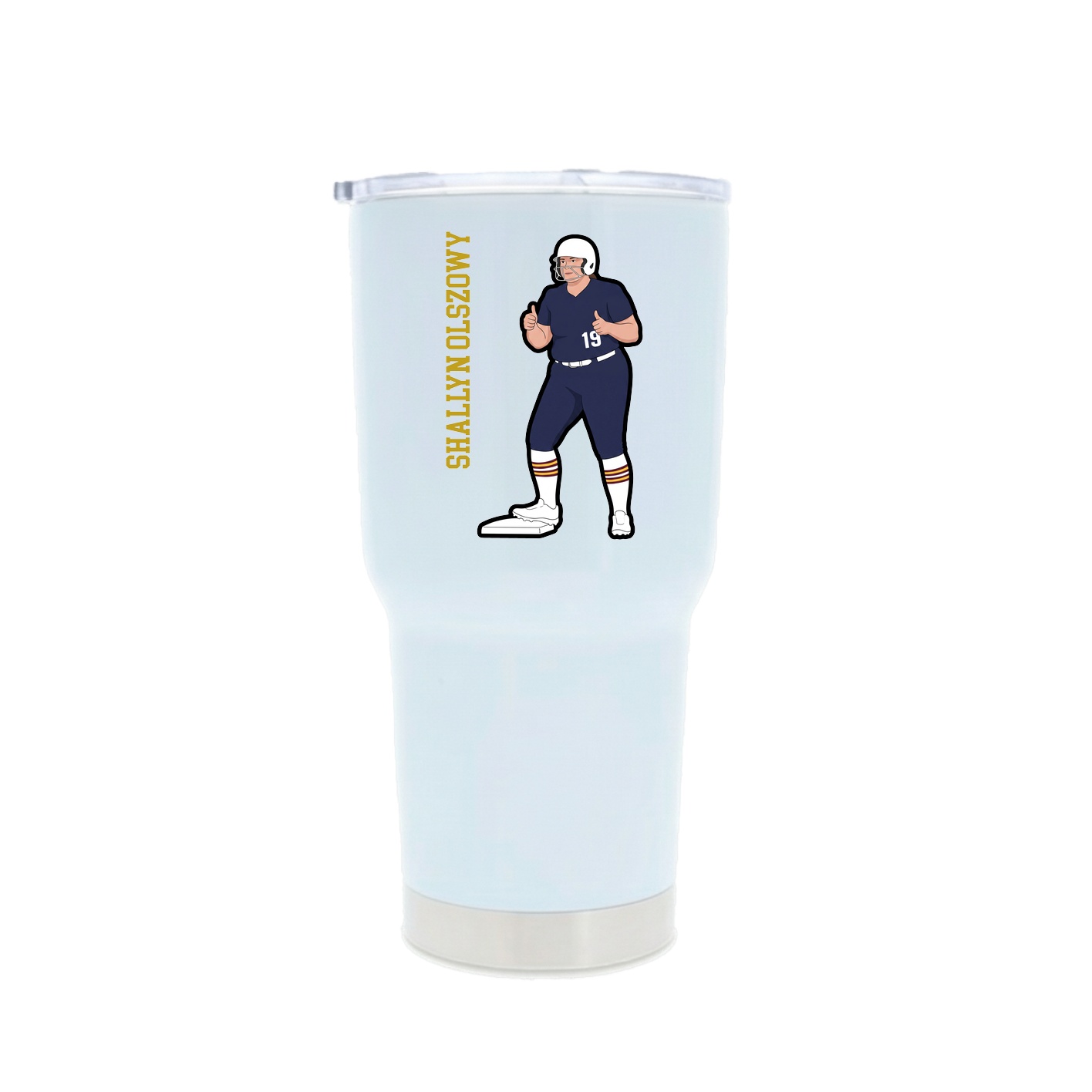 30oz Stainless Steel Tumbler — Name Vertical in White