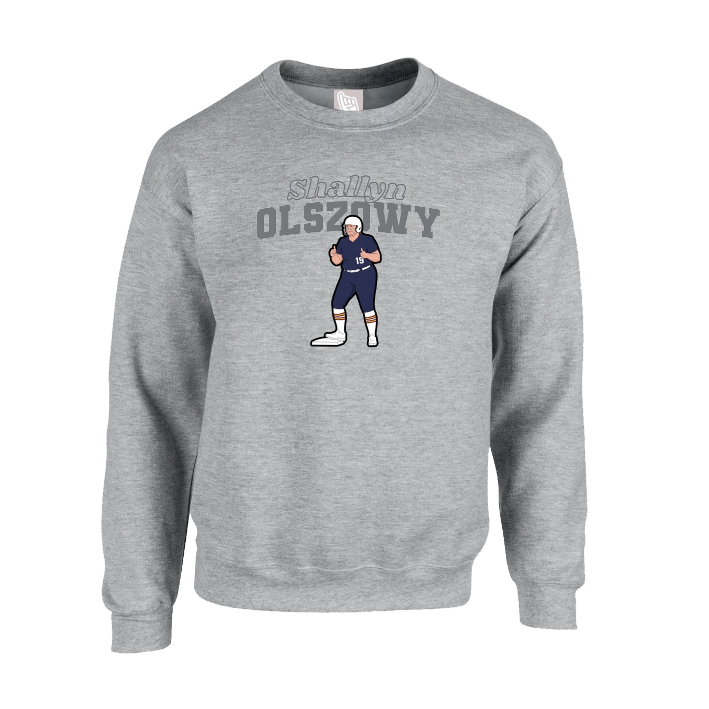 Fleece Crew — Name Arch in Grey