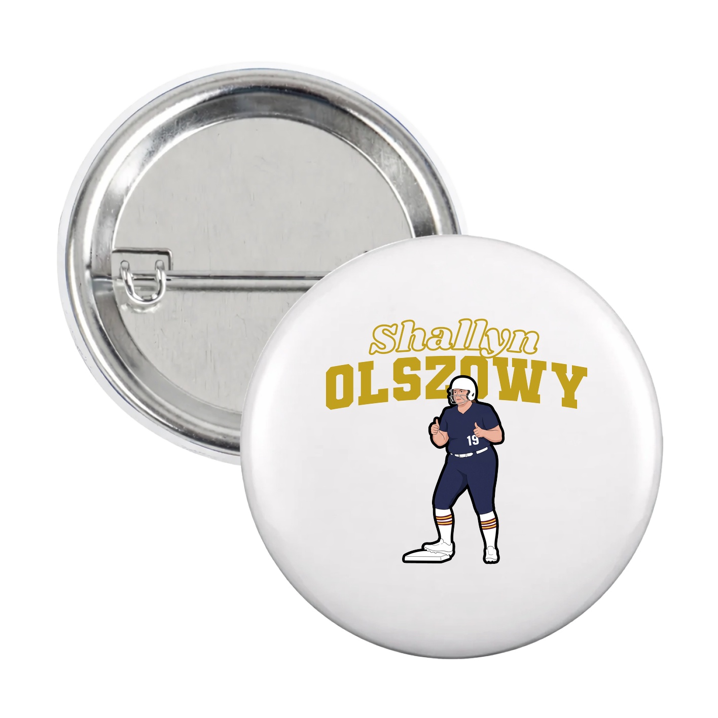 Game Day Button — Name Arch in White