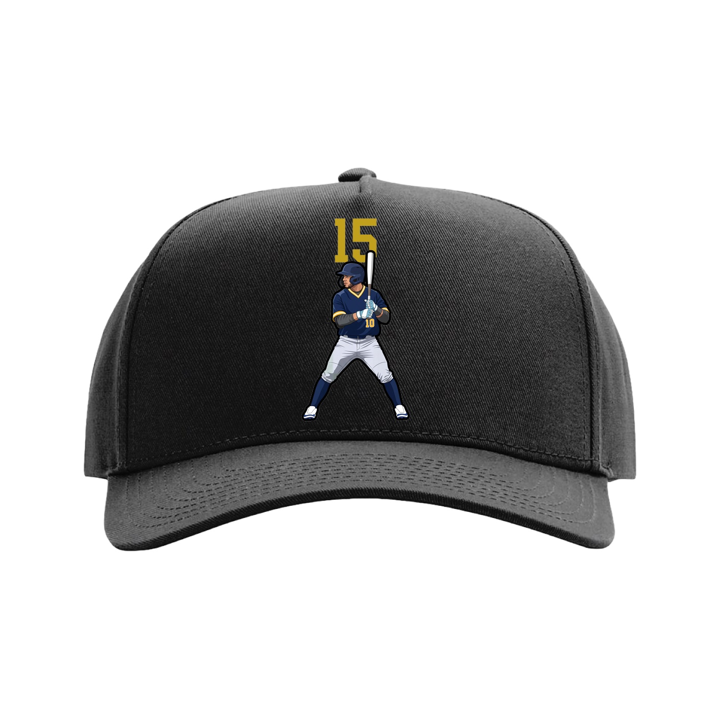 Full Fabric Five-Panel Champ Cap — Number Top in Black