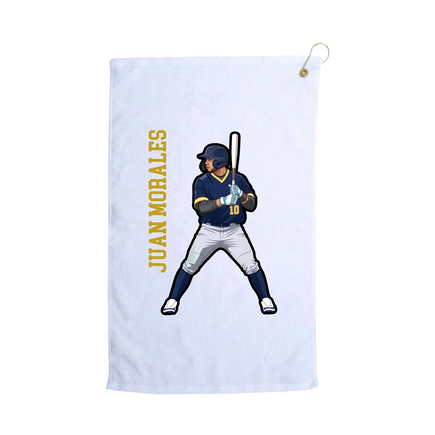 Golf Towel — Name Vertical in White