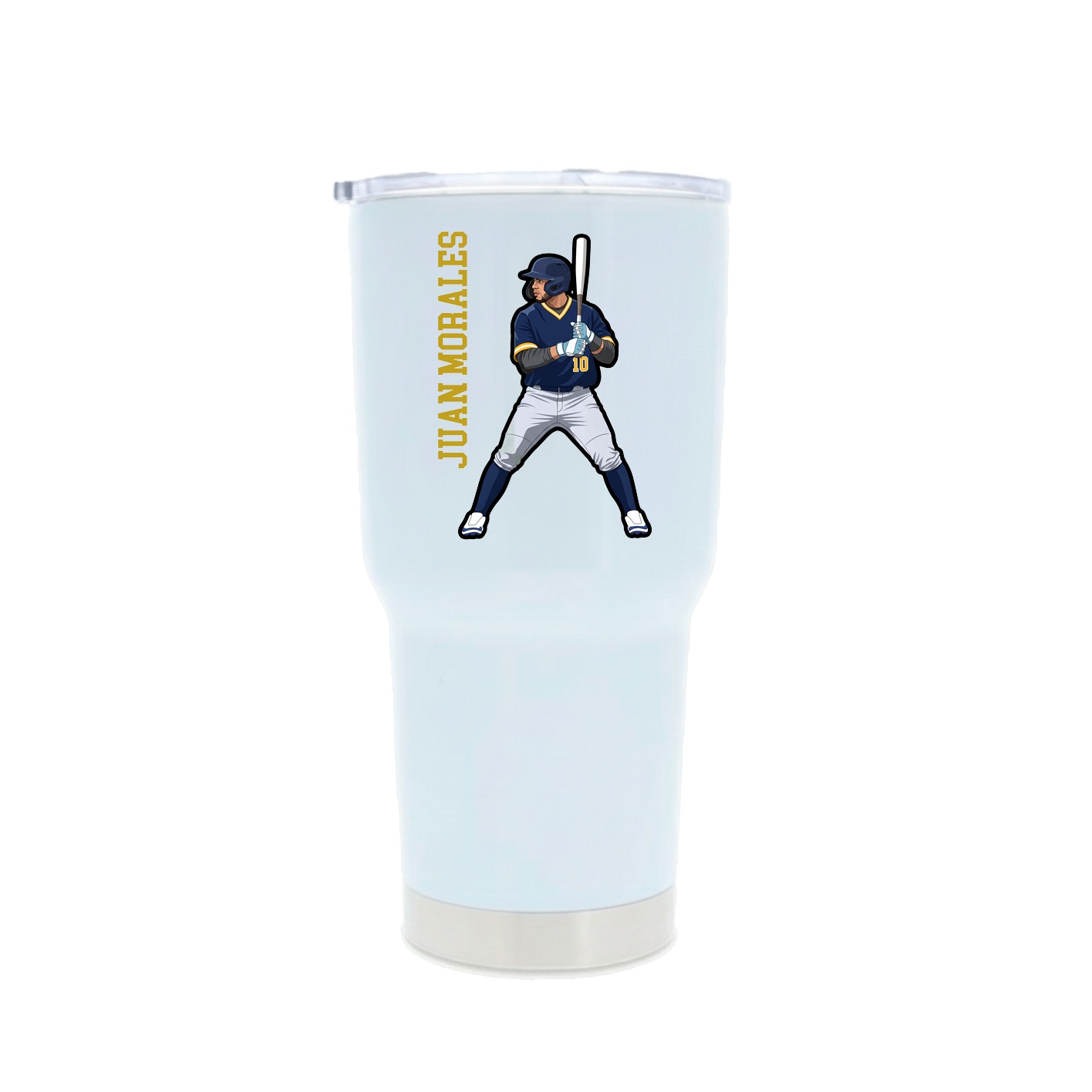 30oz Stainless Steel Tumbler — Name Vertical in White