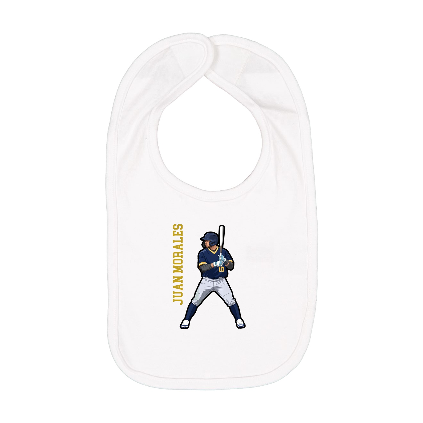 Infant Bib — Name Vertical in White