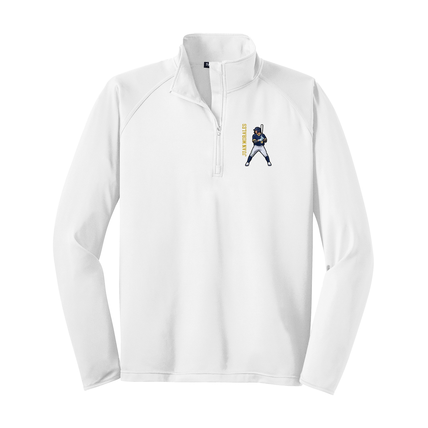 Q-Zip Pullover — Name Vertical in White
