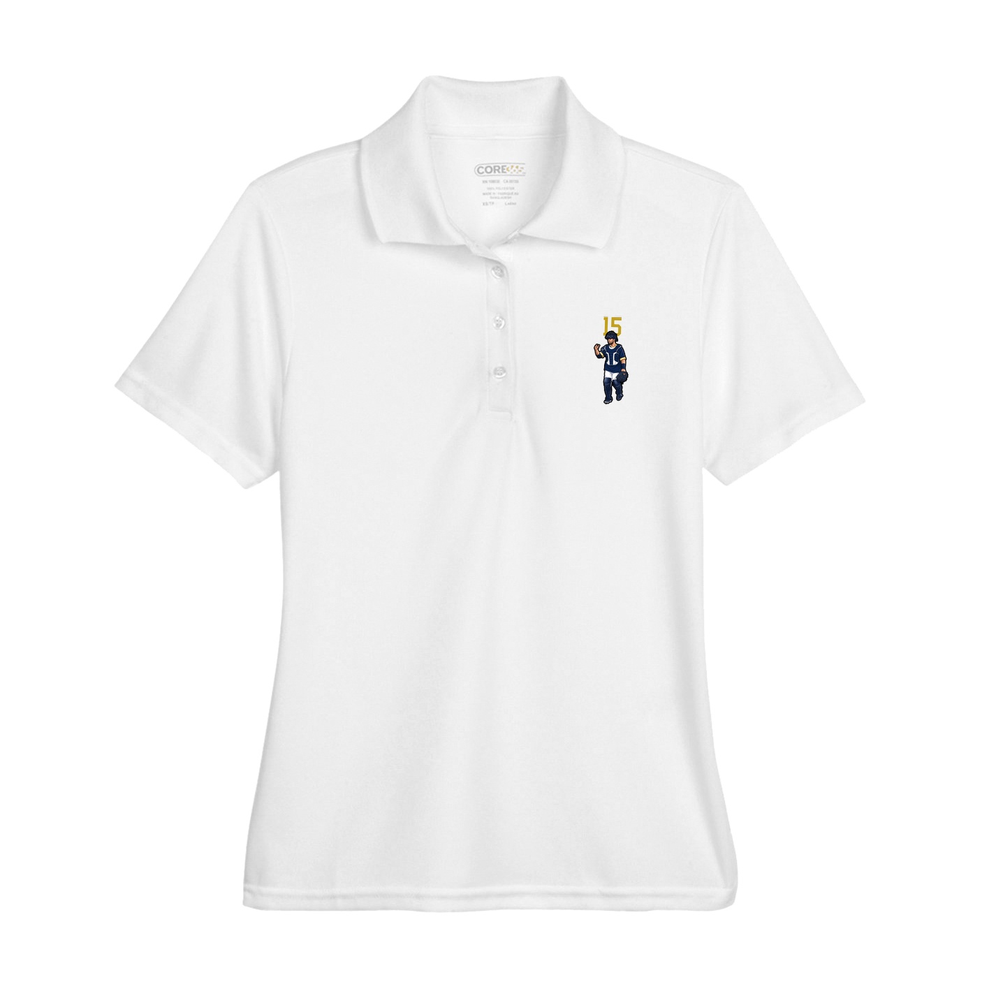 Womens Performance Polo — Number Top in White