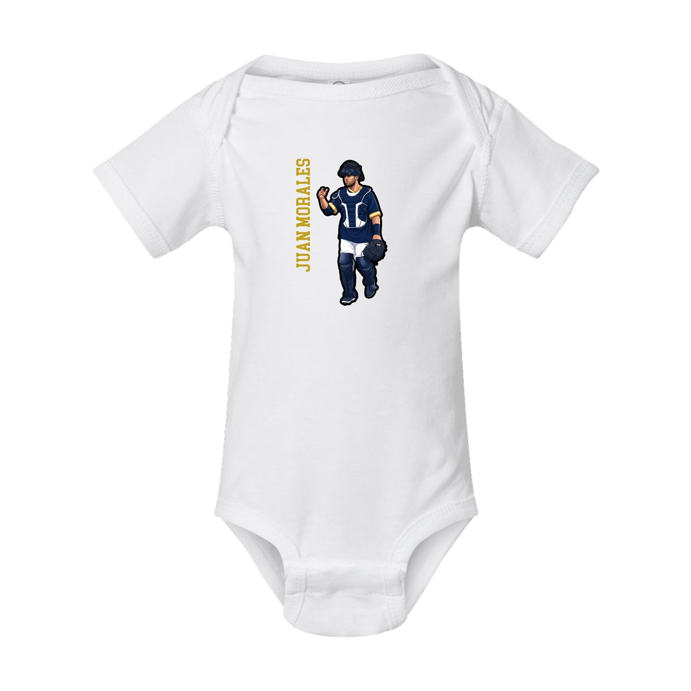 Baby Onesie — Name Vertical in White
