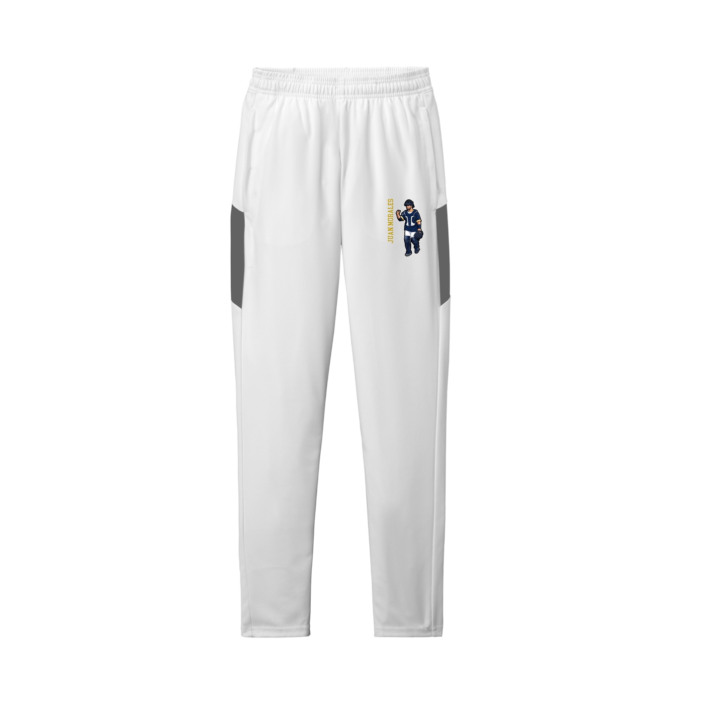 Team Travel Pant — Name Vertical in White/Grey