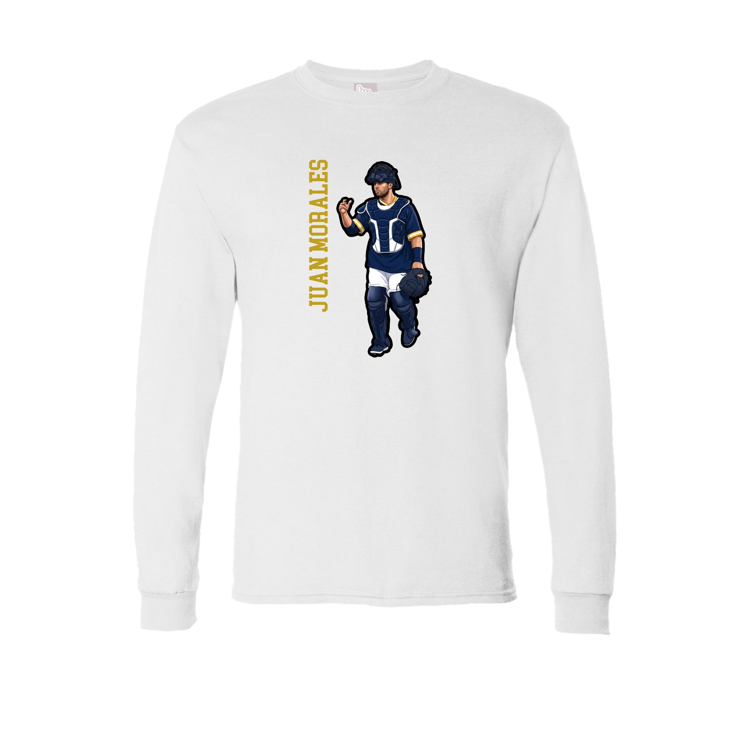 Long Sleeve Tee — Name Vertical in White