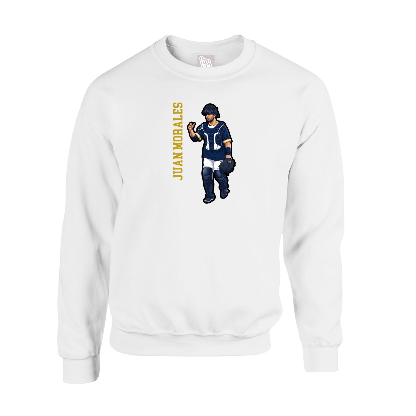 Fleece Crew — Name Vertical in White