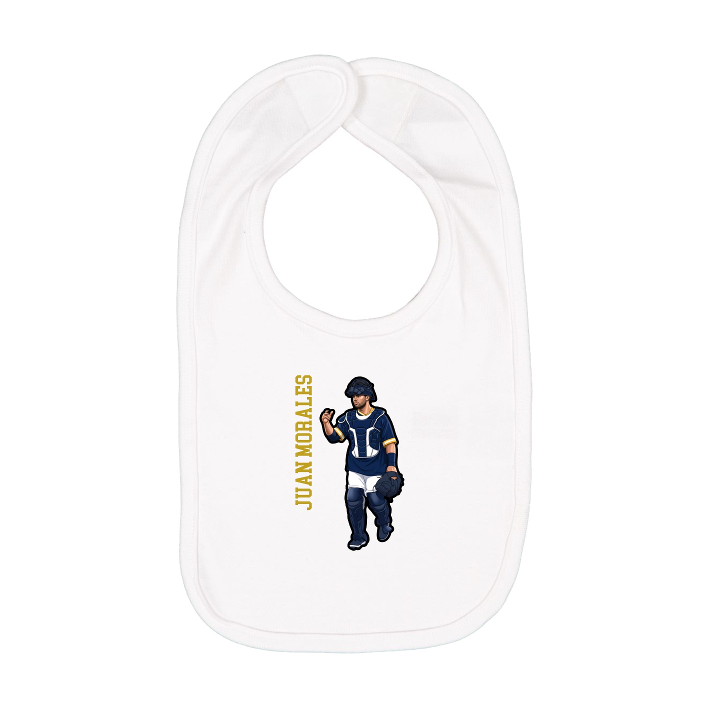 Infant Bib — Name Vertical in White