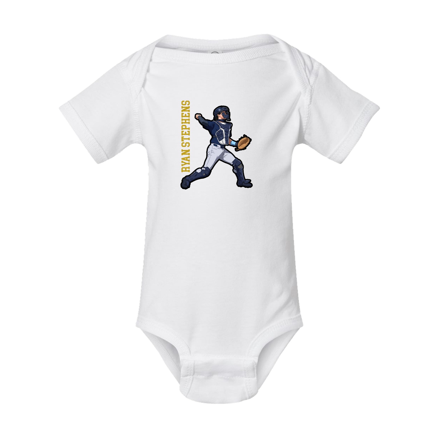 Baby Onesie — Name Vertical in White